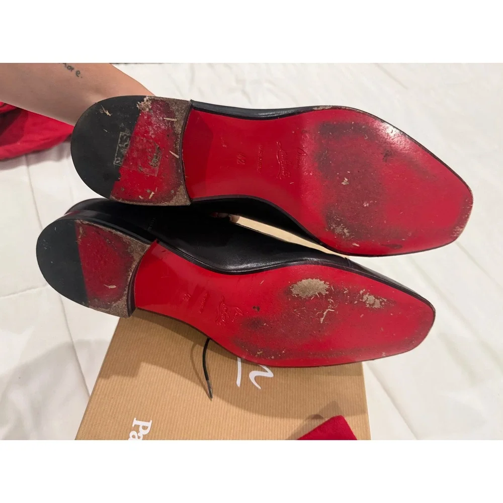 Christian Louboutin Greggo Flat Calf P Black Leather Oxford Shoes 42 EU 1150376